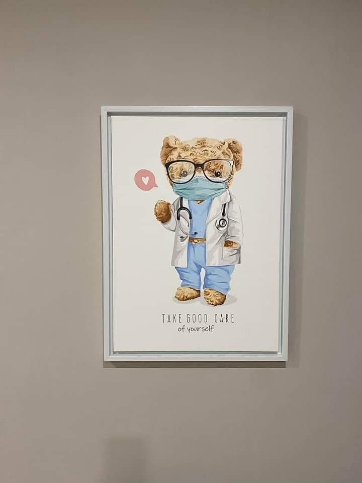 Tableau d'ourson médecin « Take good care of yourself »