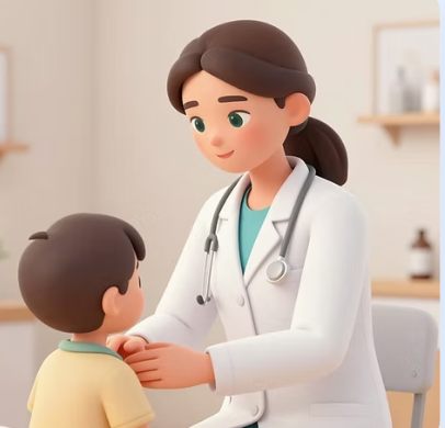 Chirurgienne rassurant un jeune patient lors de la consultation